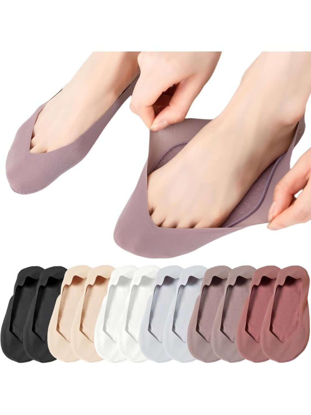 š§¦Women's Brown Red Low Socks Made of Ice Silk Surface on Cotton on the Bottom